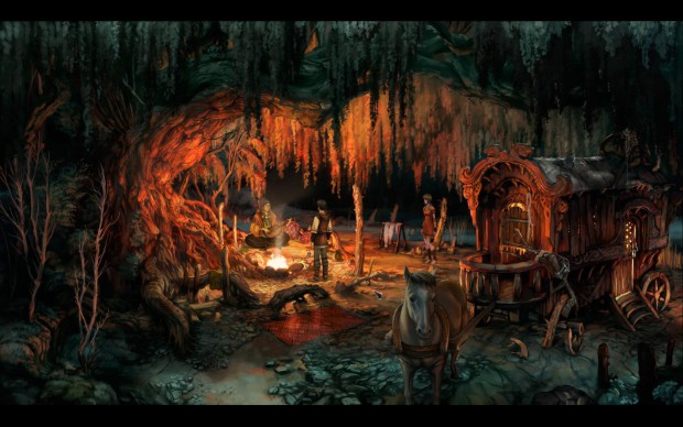 Die Hintergrundbilder sind aufwendig von Hand gemalt.